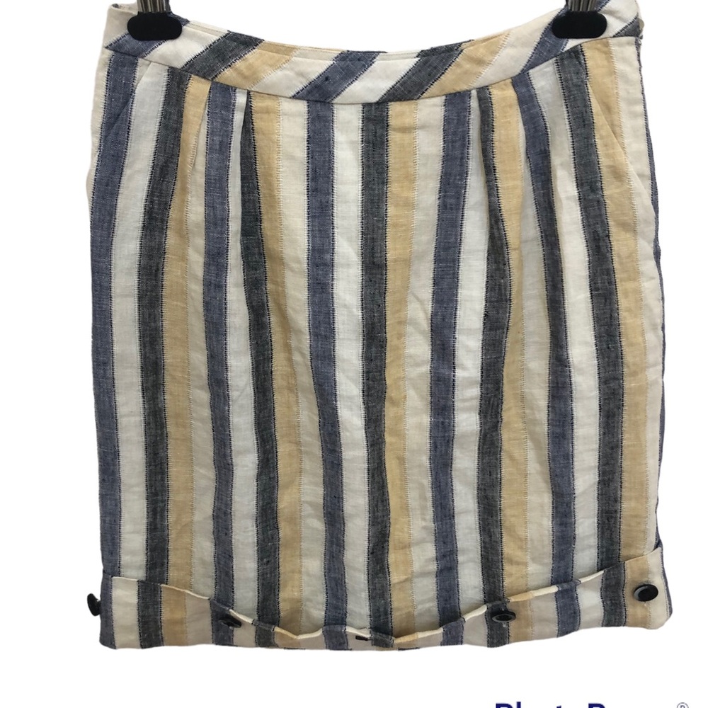 Edme & Esyllte Anthropologie Blue White & Yellow Striaght Striped Skirt, Size 6